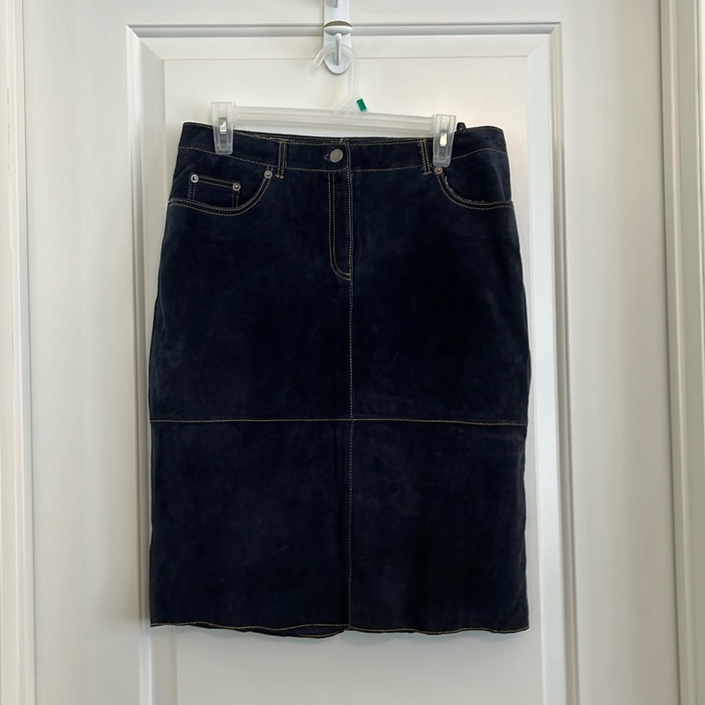 Isaac Mizrahi Black Suede Pencil Skirt